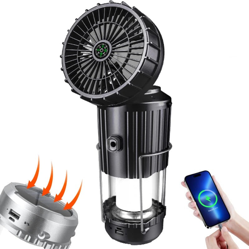 Solvind™ 5-i-1 campinglampe – solcelledrevet vifte, lys, powerbank og mer
