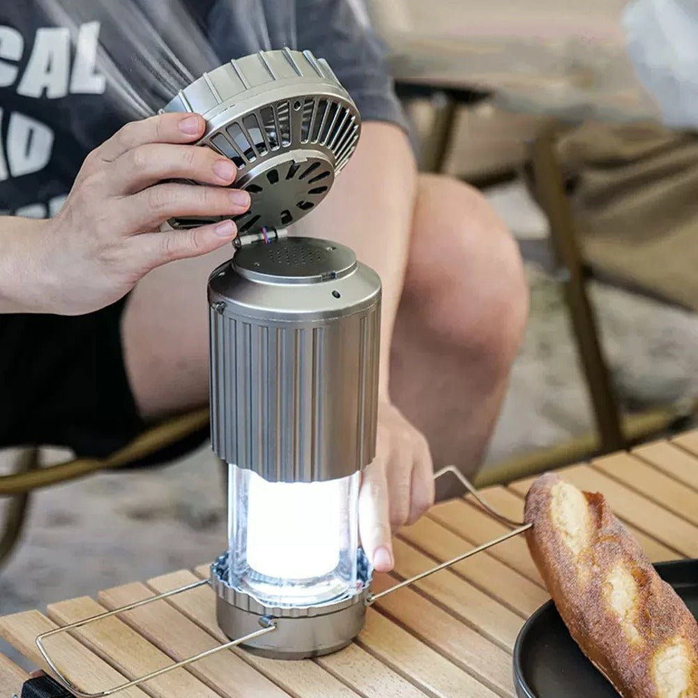 Solvind™ 5-i-1 campinglampe – solcelledrevet vifte, lys, powerbank og mer