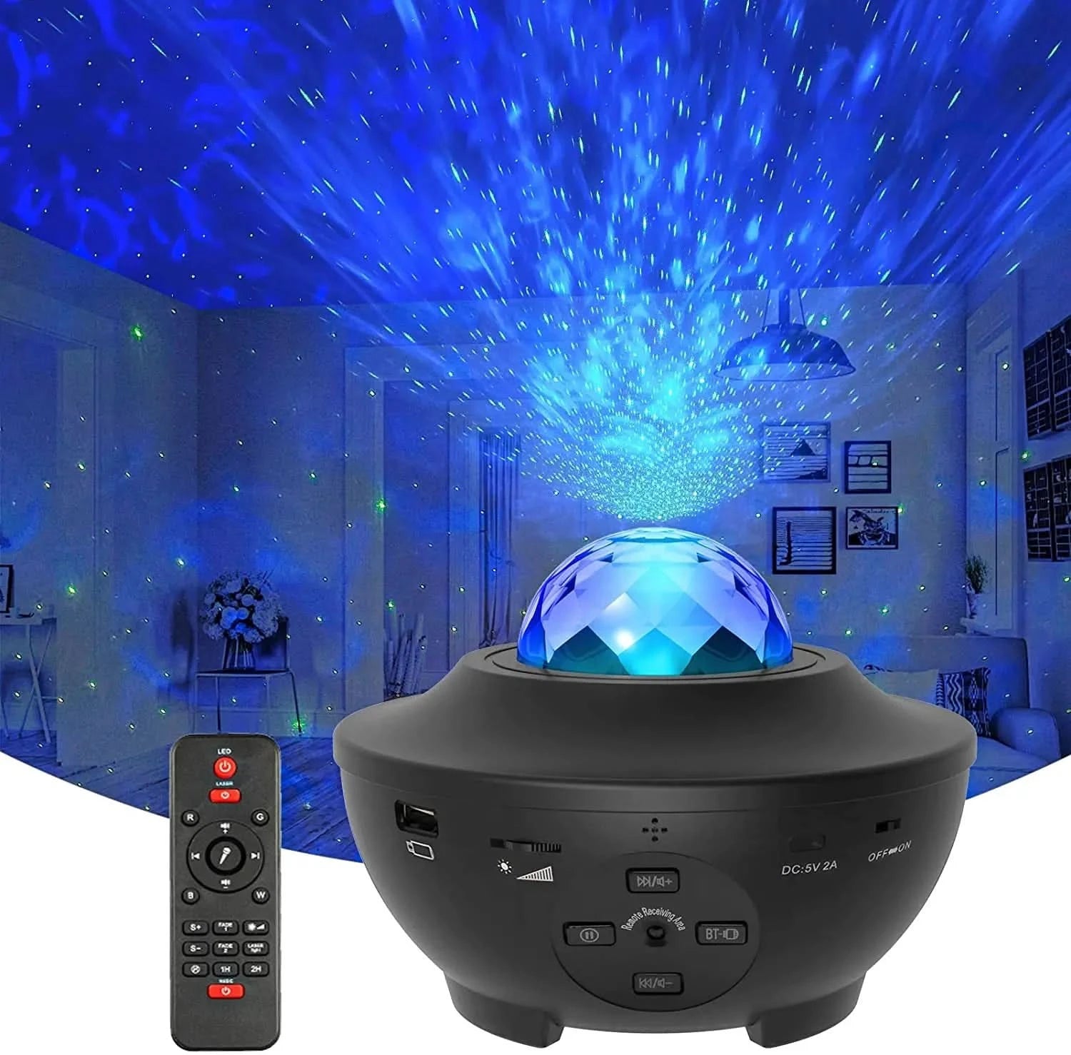 Starlight-projektor med Bluetooth – 10 temaer for magisk atmosfære