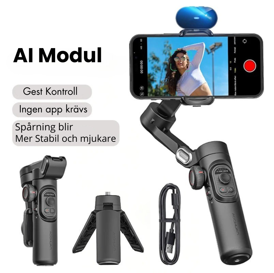 ProMotionX: Professionell Gimbal med AI Ansiktsspårning för Smartphone - Varuhuset24