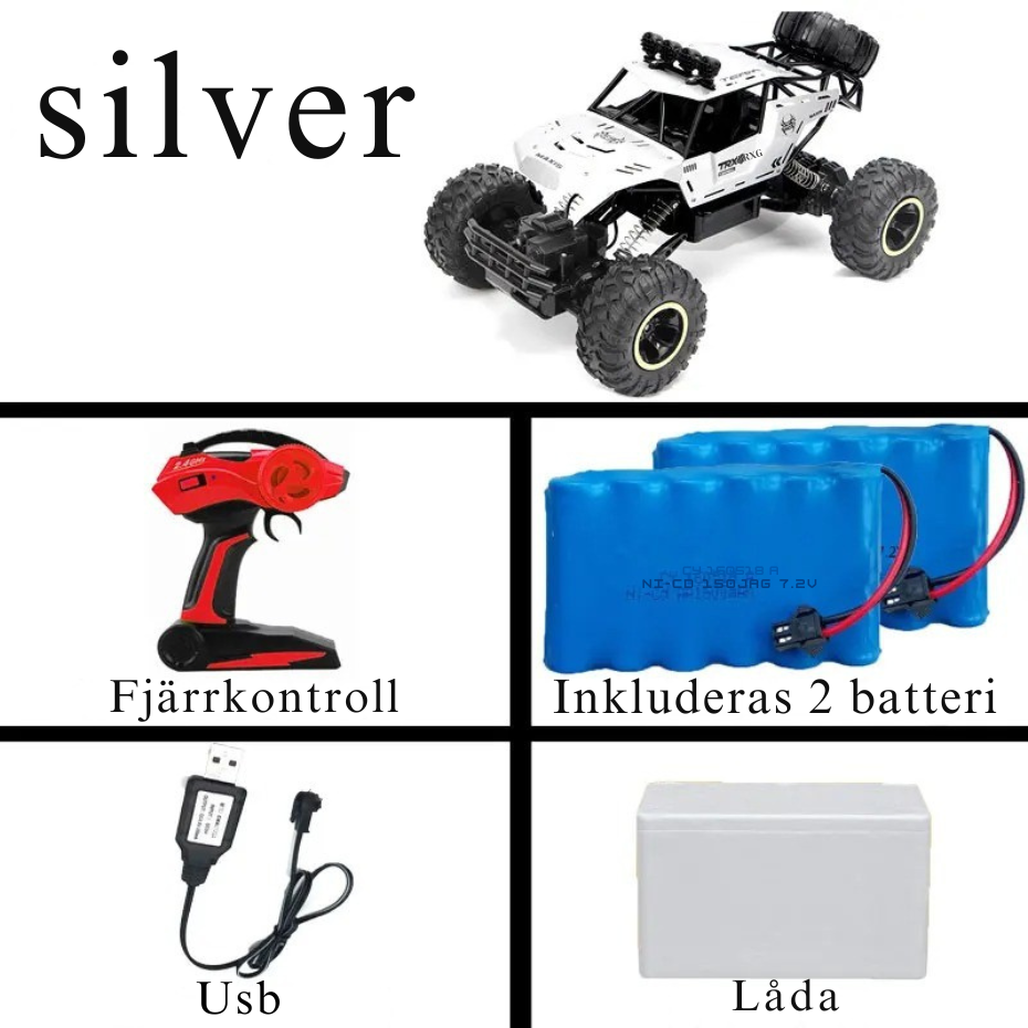 Fjärrstyrd 4WD Offroad RC-Bil med LED-ljus och Stötdämpning - Varuhuset24