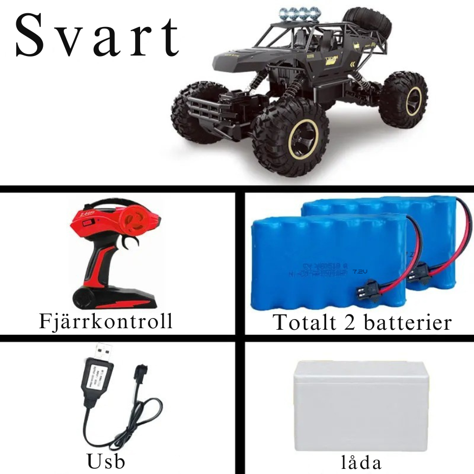 Fjärrstyrd 4WD Offroad RC-Bil med LED-ljus och Stötdämpning - Varuhuset24