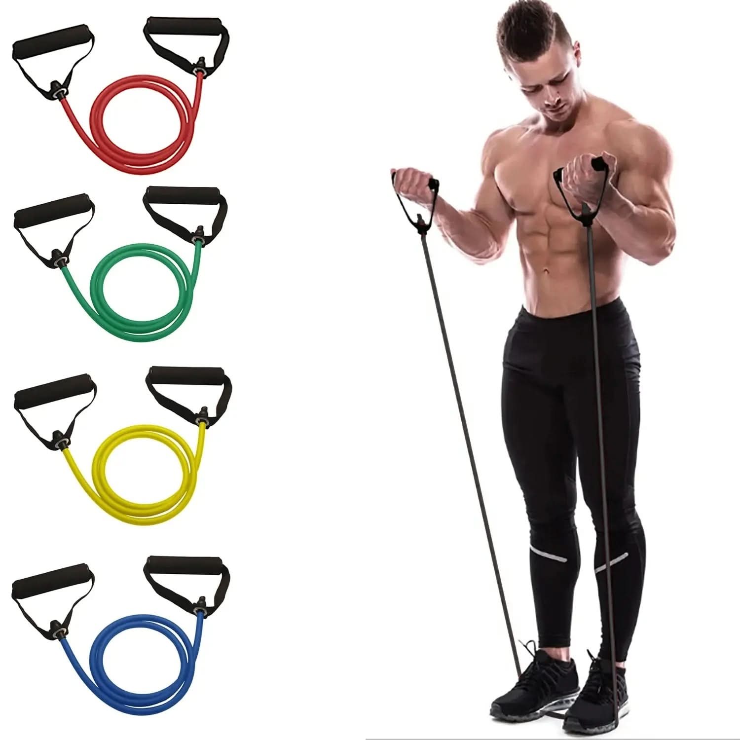 Resistance Bands med Handtag – Perfekt för Hemma- och Gymträning - Varuhuset24