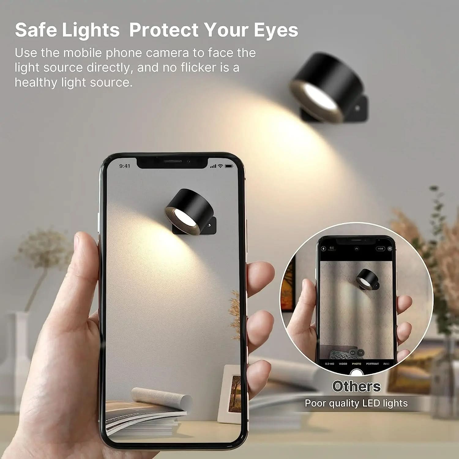 360° LED Vägglampa – Trådlös och Roterbar - Varuhuset24