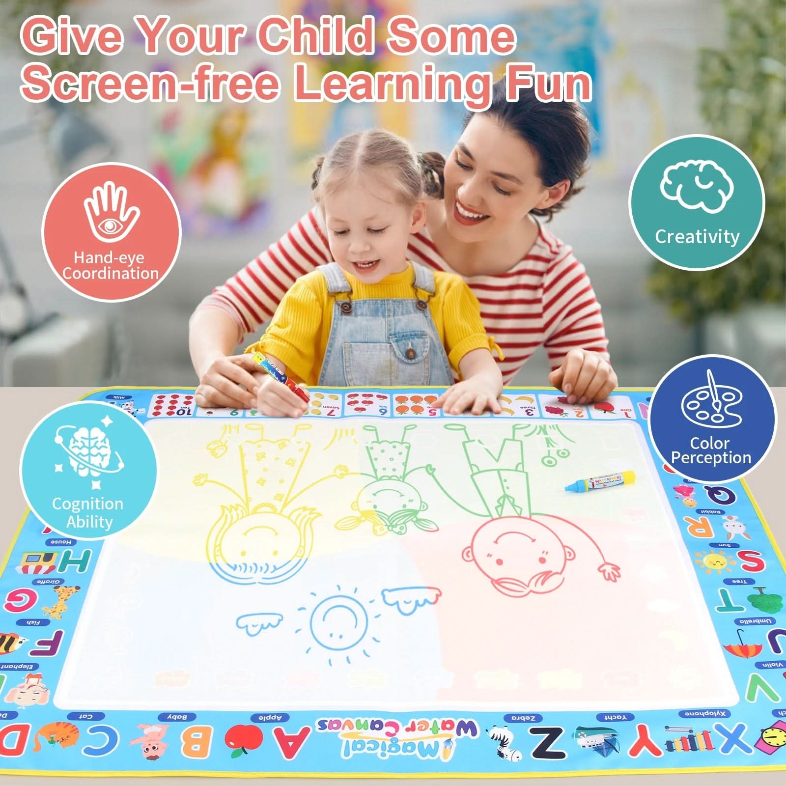 Water Doodle Mat – Kladdfri Kreativitet för Barn 3-8 år - Varuhuset24