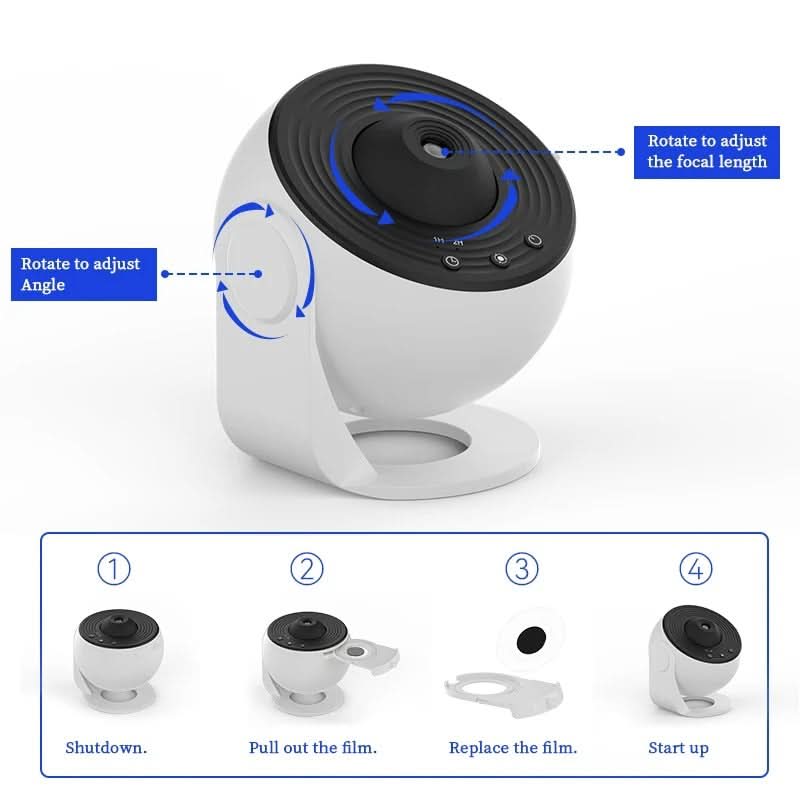 Starry Sky-projektor med 360° rotasjon