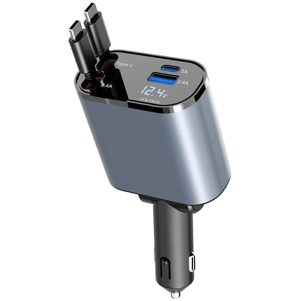DriveCharge™ Pro-snabbladdare 4-i-1 Retraktabel Bil-laddare – Ladda Smidigt Under Vägen - Varuhuset24