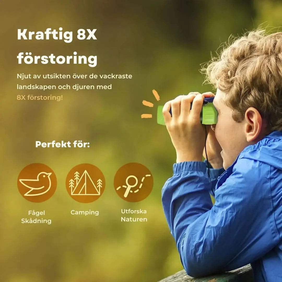 Kikkert for barn 8x21 – Forstørrelse, kompass og forstørrelsesglass
