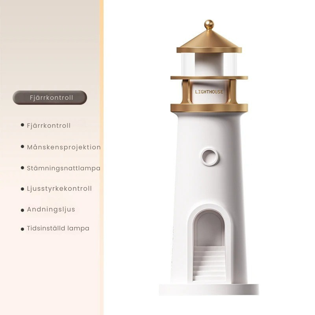 LumiLighthouse™ – Magisk nattlys med måneprojeksjon og sensor