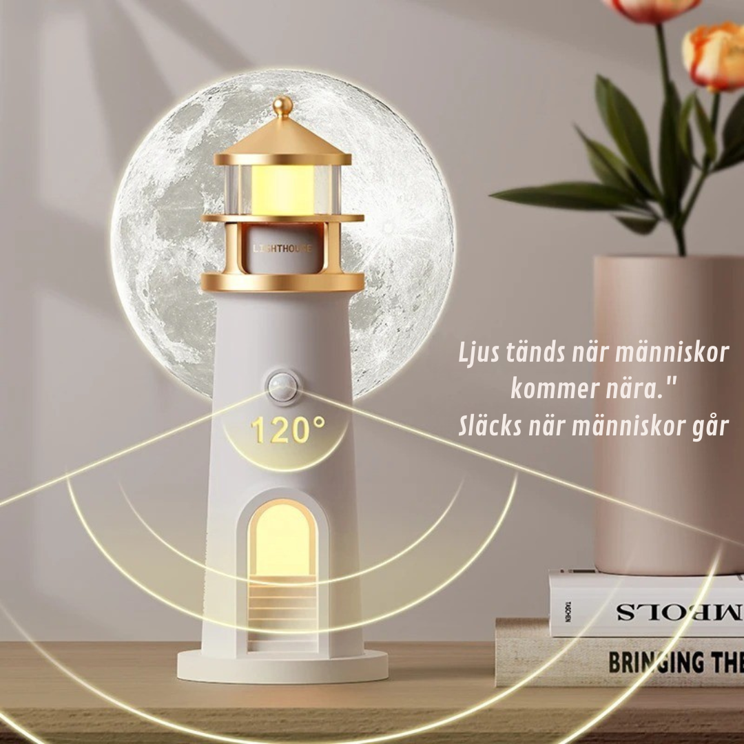 LumiLighthouse™ – Magisk nattlys med måneprojeksjon og sensor