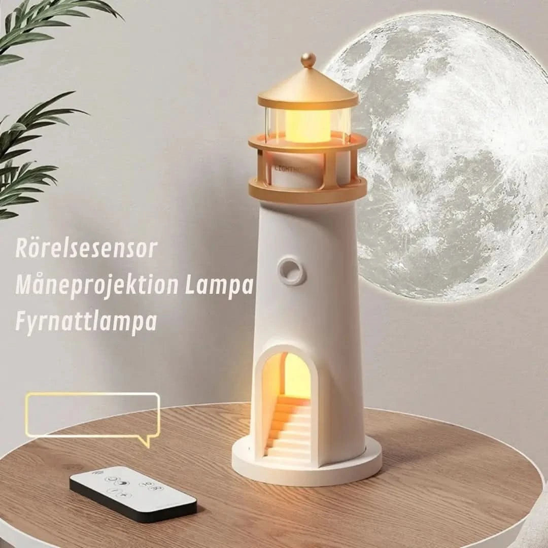 LumiLighthouse™ – Magisk nattlys med måneprojeksjon og sensor