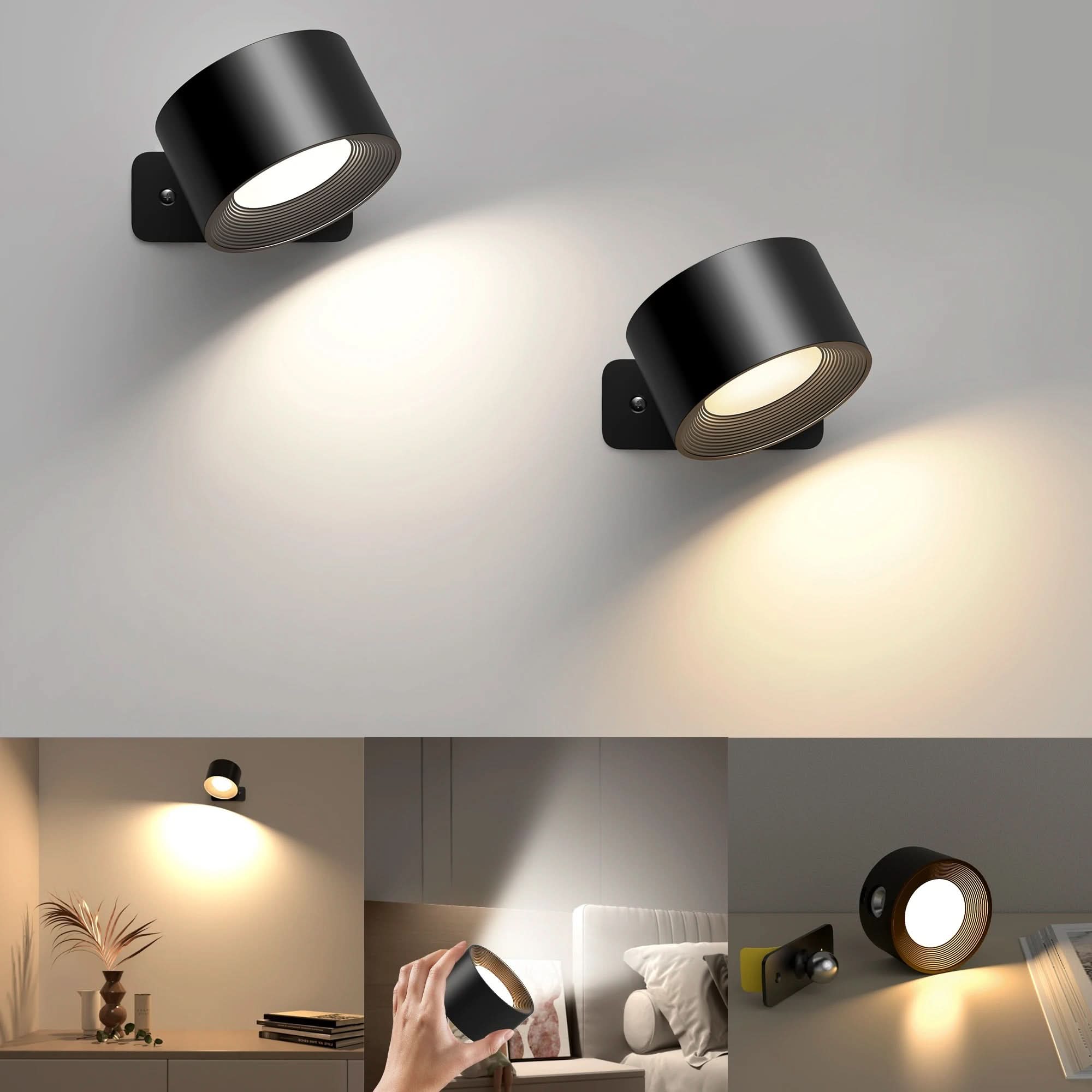 360° LED Vägglampa – Trådlös och Roterbar - Varuhuset24